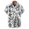 Vacation Couple Outfit Mermaid Dolphin Ship Ocean Elements Pattern Ruched Bust Belt Dress and Button Up Shirt Matching Outfit - Noir S | US 4