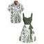 Vacation Couple Outfit Mermaid Dolphin Ship Ocean Elements Pattern Ruched Bust Belt Dress and Button Up Shirt Matching Outfit - Vert S | US 4
