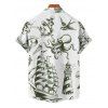 Vacation Couple Outfit Mermaid Dolphin Ship Ocean Elements Pattern Ruched Bust Belt Dress and Button Up Shirt Matching Outfit - Vert S | US 4