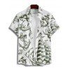 Vacation Couple Outfit Mermaid Dolphin Ship Ocean Elements Pattern Ruched Bust Belt Dress and Button Up Shirt Matching Outfit - Vert S | US 4