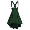 Jupe haute basse à bretelles et lacets à boutons factices - Vert profond XXL