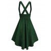 Jupe haute basse à bretelles et lacets à boutons factices - Vert profond XL
