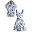 Vacation Couple Outfit Marine Life Octopus Starfish Anchor Pattern Ruched Bust Dress and Button Up Shirt Beach Matching Outfit - WHITE S | US 4