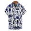 Chemise gothique à manches courtes et boutons pour homme, motif crânes et vie marine, idéale pour les vacances - Bleu profond 5XL