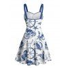 Robe de plage courte à col en cœur et motif ancre et étoile de mer, motif pieuvre et ruché sur le buste - Blanc XXXXXL | US 20