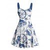 Robe de plage courte à col en cœur et motif ancre et étoile de mer, motif pieuvre et ruché sur le buste - Blanc XXXXXL | US 20