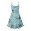 Robe de vacances à motif flamant rose et cocotier, bretelles spaghetti, col en V, coupe trapèze, mini-robe de plage - Vert clair XXXXXL | US 20