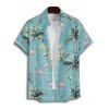 Chemise de vacances à manches courtes et boutons pour homme, motif flamant rose et cocotier - Vert clair 5XL