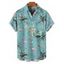 Chemise de vacances à manches courtes et boutons pour homme, motif flamant rose et cocotier - Vert clair 5XL