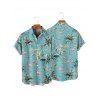Chemise de vacances à manches courtes et boutons pour homme, motif flamant rose et cocotier - Vert clair 5XL