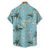 Chemise de vacances à manches courtes et boutons pour homme, motif flamant rose et cocotier - Vert clair 5XL