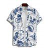 Chemise de vacances à manches courtes et boutons pour homme, motif ancre, étoile de mer, poulpe, vie marine - Blanc 5XL