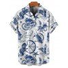 Chemise de vacances à manches courtes et boutons pour homme, motif ancre, étoile de mer, poulpe, vie marine - Blanc 5XL