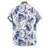 Chemise de vacances à manches courtes et boutons pour homme, motif ancre, étoile de mer, poulpe, vie marine - Blanc 5XL