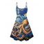 Robe de vacances à motif de peinture à l'huile tourbillonnante de Van Gogh avec bretelles spaghetti et col en V - Bleu XXXXXL | US 20