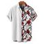 Chemise gothique à manches courtes et boutons pour homme, motif branches de rosier, style vacances - Rouge foncé 5XL