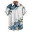 Chemise de vacances asymétrique à motif floral et feuilles pour homme, boutonnée, retroussée, manches courtes, décontractée - Bleu gris 5XL