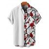 Gothic Couple Outfit Allover Rose Tree Branches Pattern Ruched Bust Sweetheart Neck A Line Mini Dress and Button Up Shirt Vacation Matching Outfit - Rouge foncé S | US 4