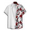 Gothic Couple Outfit Allover Rose Tree Branches Pattern Ruched Bust Sweetheart Neck A Line Mini Dress and Button Up Shirt Vacation Matching Outfit - Rouge foncé S | US 4