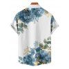 Vacation Couple Outfit Asymmetrical Floral Leaf Pattern Ruched Bust Belt Sweetheart Neck A Line Mini Dress and Button Up Shirt Casual Matching Outfit - Bleu gris S | US 4