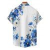 Vacation Couple Outfit Floral Leaf Dots Pattern Ruched Bust Belt Sweetheart Neck A Line Mini Dress and Button Up Shirt Casual Matching Outfit - Bleu S | US 4