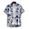 Gothic Couple Outfit Colorblock Skulls Marine Life Pattern Ruched Bust Sweetheart Neck A Line Mini Dress and Button Up Shirt Vacation Matching Outfit - Bleu profond S | US 4