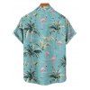 Vacation Couple Outfit Coconut Tree Flamingo Pattern Spaghetti Strap V Neck A Line Mini Tank Dress and Button Up Shirt Beach Matching Outfit - Vert clair S | US 4