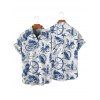 Vacation Couple Outfit Marine Life Octopus Starfish Anchor Pattern Ruched Bust Dress and Button Up Shirt Beach Matching Outfit - Blanc S | US 4