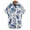 Vacation Couple Outfit Marine Life Octopus Starfish Anchor Pattern Ruched Bust Dress and Button Up Shirt Beach Matching Outfit - Blanc S | US 4