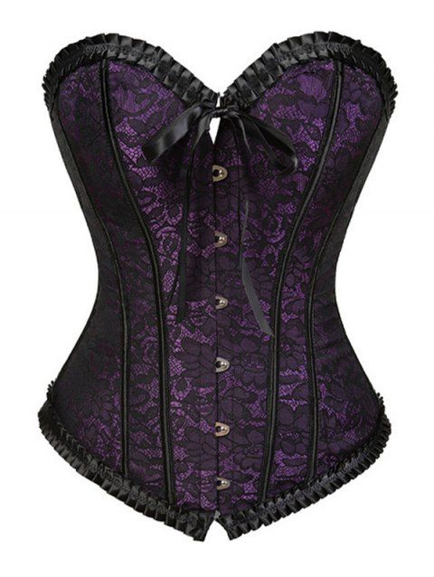 Body à volants et empiècements en dentelle fleurie, à lacets, nœud papillon, style corset vintage, colorblock, décolleté en cœur