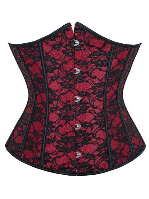 Body corset gothique à lacets avec empiècement en dentelle fleurie et blocs de couleur
