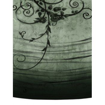 Ombre Flower Leaf Swirl Pattern Butterfly Lace Ruched Vacation Tank Top Surplice O Ring Strap Casual Long Top