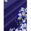 Robe de vacances décontractée à bretelles spaghetti et motif floral et feuilles de lys - Bleu profond XL | US 12