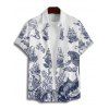 Chemise de plage à manches courtes et boutons pour homme, motif sirène, bateau, poulpe, vagues, vacances - Blanc 5XL