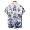 Chemise de plage à manches courtes et boutons pour homme, motif sirène, bateau, poulpe, vagues, vacances - Blanc 5XL