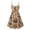 Robe de vacances à motif croisé et ancre de navire Ocean Elements, bretelles spaghetti, col en V, coupe trapèze, mini-robe vintage - café XXXXXL | US 20