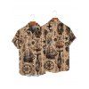 Chemise de vacances à manches courtes et boutons pour homme, motif ancre de bateau et éléments océaniques, style vintage - café 5XL