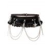 Ceinture gothique à rivets et dentelle unie, avec boucle et chaîne étoilée, style punk - Noir 