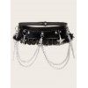Ceinture gothique à rivets et dentelle unie, avec boucle et chaîne étoilée, style punk - Noir 