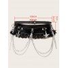 Ceinture gothique à rivets et dentelle unie, avec boucle et chaîne étoilée, style punk - Noir 