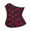 Body corset gothique à lacets avec empiècement en dentelle fleurie et blocs de couleur - Rouge foncé XL | US 10