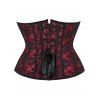 Body corset gothique à lacets avec empiècement en dentelle fleurie et blocs de couleur - Rouge foncé XL | US 10