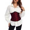 Body corset gothique à lacets avec empiècement en dentelle fleurie et blocs de couleur - Rouge foncé XL | US 10