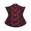 Body corset gothique à lacets avec empiècement en dentelle fleurie et blocs de couleur - Rouge foncé XL | US 10