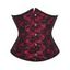 Body corset gothique à lacets avec empiècement en dentelle fleurie et blocs de couleur - Rouge foncé XL | US 10