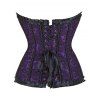 Body à volants et empiècements en dentelle fleurie, à lacets, nœud papillon, style corset vintage, colorblock, décolleté en cœur - Concorde XXXL | US 14