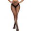 Collants transparents en résille ajourée à ligne verticale, taille haute, skinny - Noir 
