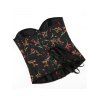 Body corset vintage à lacets et broderie florale avec col en cœur - Noir S | US 4