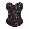 Body corset vintage à lacets et broderie florale avec col en cœur - Noir S | US 4