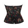 Body corset vintage à lacets et broderie florale avec col en cœur - Noir S | US 4